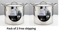(2 Pack) Mainstays 8-Qt Stainless Steel Stock Pot with Metal Lid