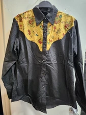 New Rock Steady Western Rockabilly Cowgirl Button Up Long Sleeve Tattoo Flash