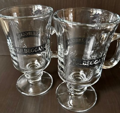 Vintage Kilbeggan Irish Coffee Glasses Set of 2 Black Logo Libbey 5295 NOS