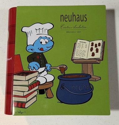 Neuhaus Chocolate Smurf Tin Box! Opens like a Book