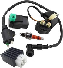 Ignition Coil Solenoid Relay Voltage Regulator 5-PIN CDI Box Spark Plug for 50cc