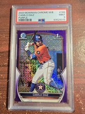 2023 Bowman Chrome Prospects Camilo Diaz BCP-186 Purple Mojo Ref /299 PSA 9 MINT