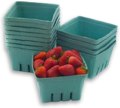 42 Pack QUART Green Molded Pulp Fiber Berry/Produce Vented Baskets for Fruit and