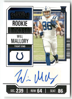 Panini Football NFL Contenders 2023 No. 267 Will Mallory Rookie Ticket Auto