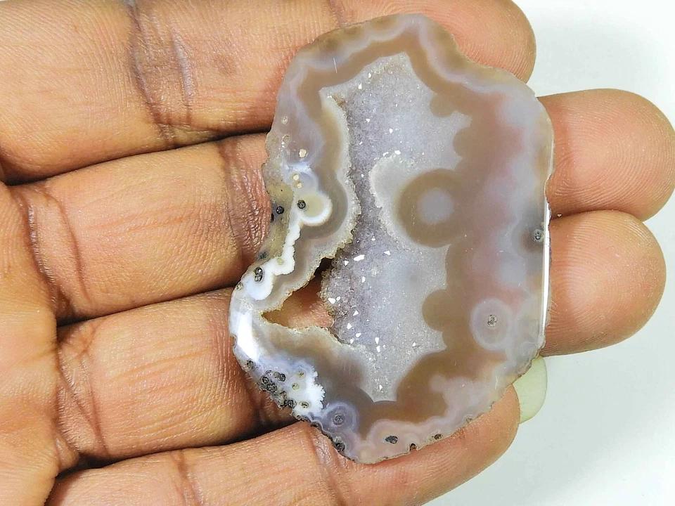 65Cts. Ágata druzy negra teñida elegante cabujón de cristal piedra preciosa suelta 35X44MM R363 Foto 2 de 4