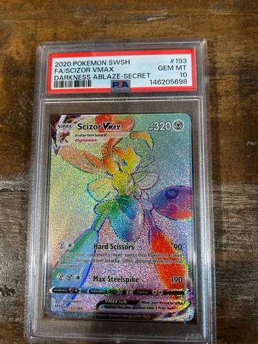 POKEMON 2020 Darkness Ablaze Secret Full Art SCIZOR Vmax #193 PSA 10 Gem Mint
