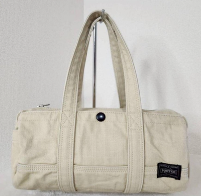 #ad PORTER Yoshida Tanker Mini Boston bag canvas beige cream Made in Japan authentic $120.00