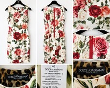 Dolce & Gabbana Rose Print Cotton Sheath Dress IT46 Italy Floral Dress