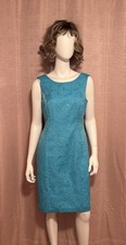 NWT Talbots Women’s Size 6 Turquoise Jacquard Polyester Blend Shift Dress