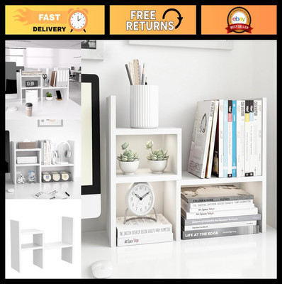 Adjustable Wooden Desktop Organizer Rack - Space-Saving Office Storage Shelf | C
