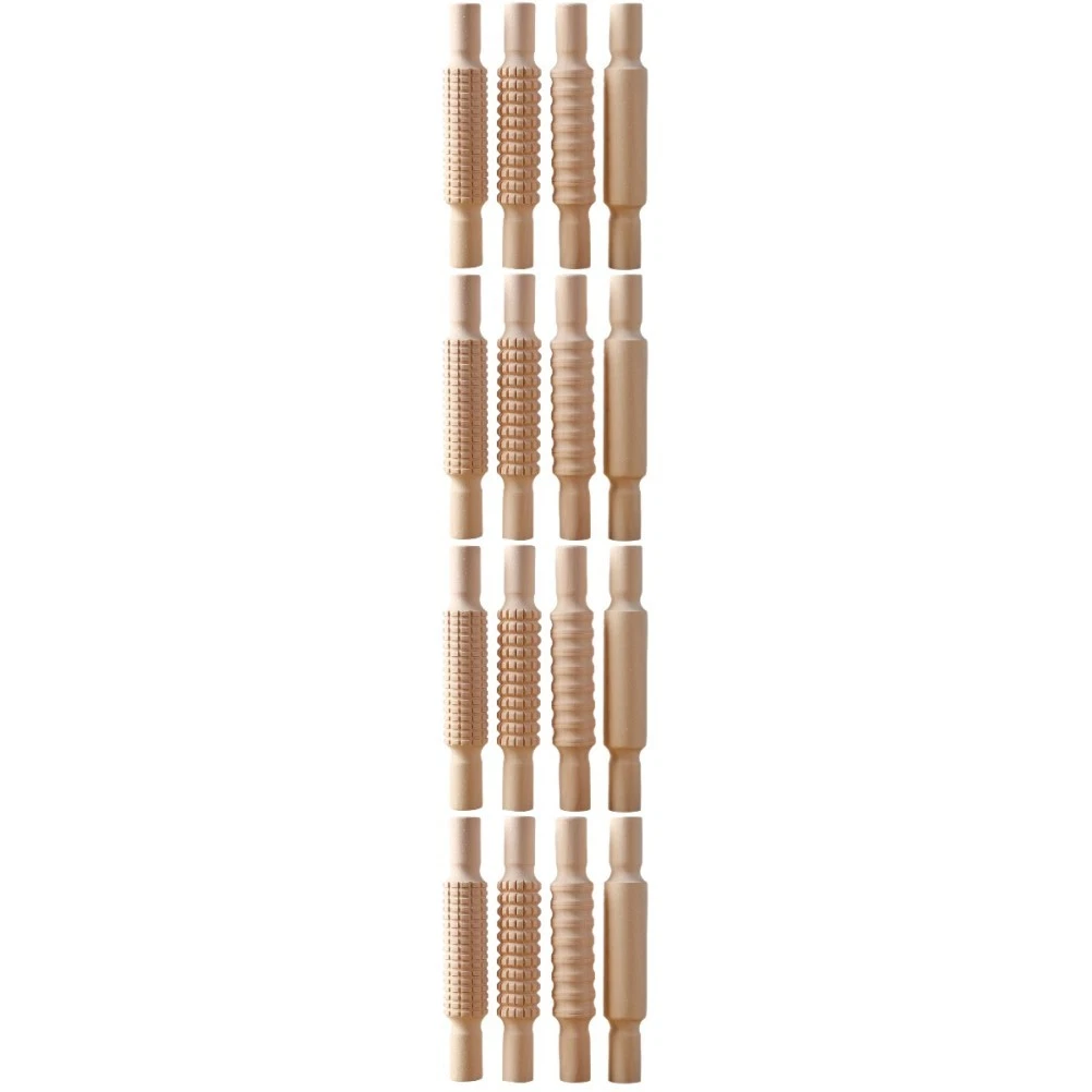 Rodillo de arcilla de madera multiuso para grabado herramienta artesanal de arcilla beige duradera