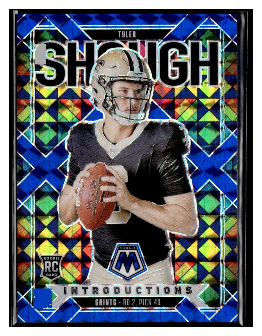 2025 Panini Mosaic Tyler Shough Introductions Blue Mosaic Prizm RC /99 Rookie RC