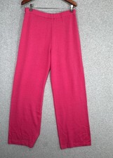 St. John Sport Hot Pink Santana Knit Pants Wool Blend Wide Leg Lounge M VTG