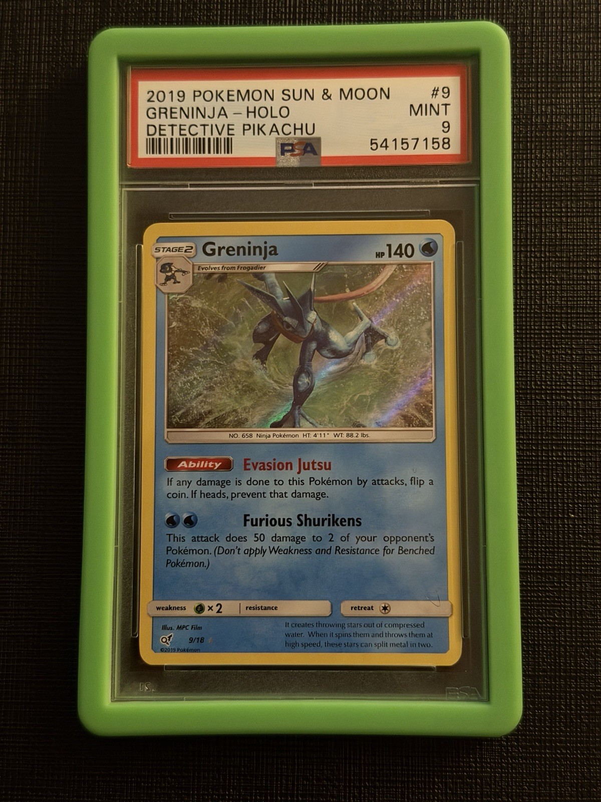Pokémon Greninja Holo Rare Detective Pikachu 9/18 PSA 9 2019 English