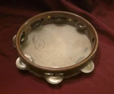 Vintage Leedy & Ludwig 8” 1950’5 Tambourine “Genuine Hardwhite Head”