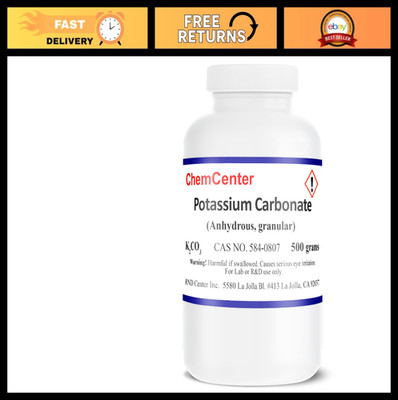 Potassium Carbonate 99% Pure - Dense Granular Reagent, 500g for Lab & Home Use