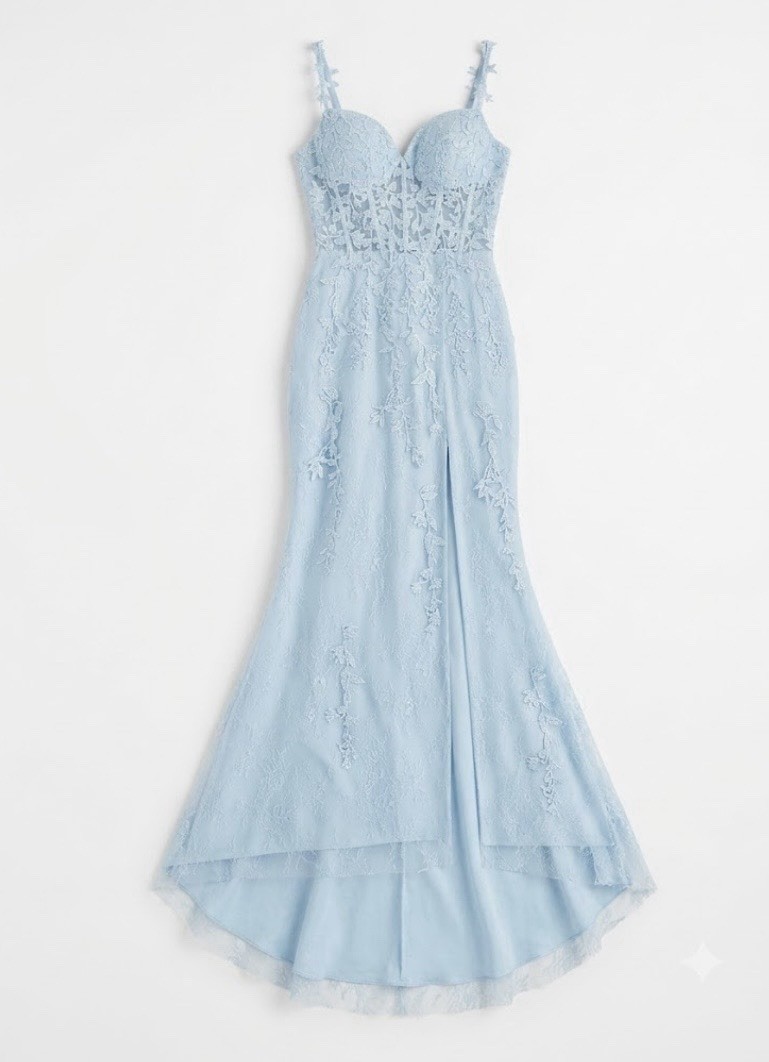 Light Blue Lace Mermaid Evening Dress size 6