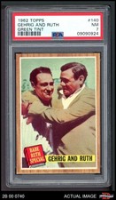 1962 Topps #140 Babe Ruth / Lou Gehrig GRN Yankees HOF RARE VARIATION PSA 7 - NM