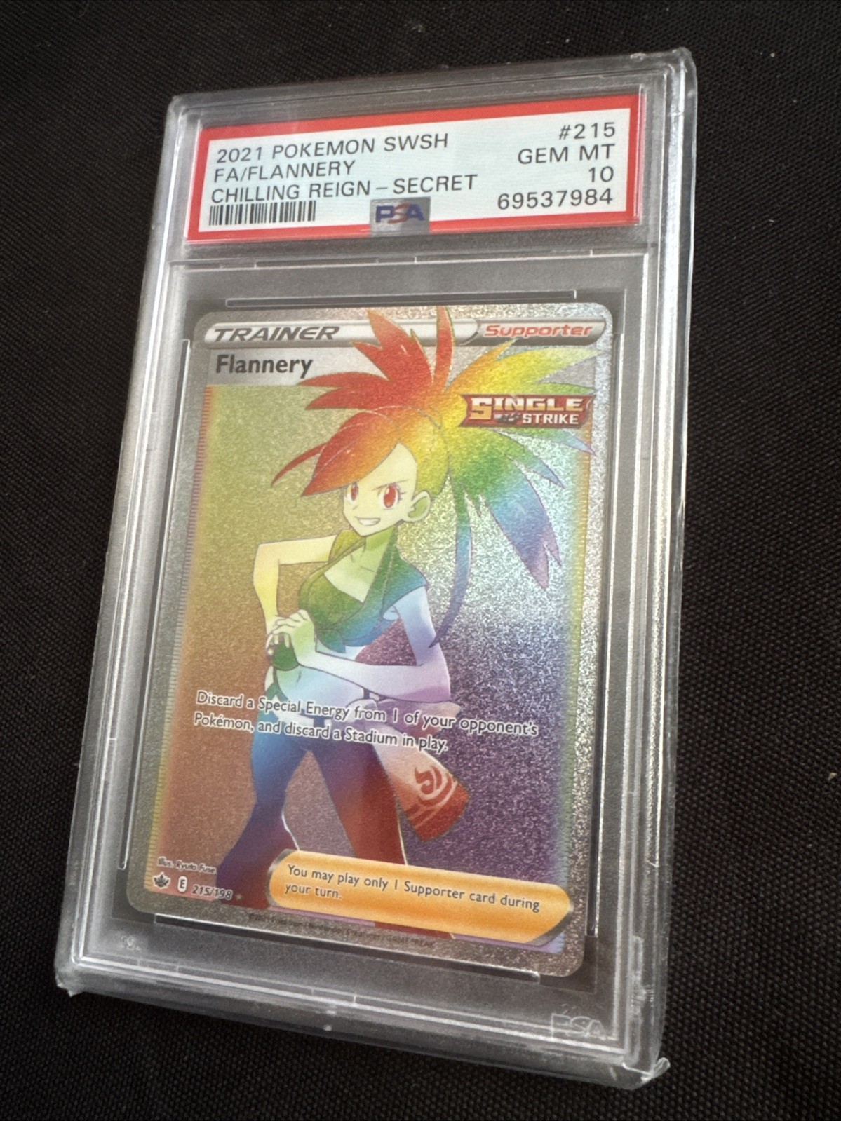 PSA 10 Flannery Rainbow Full Art Trainer 215/198 Chilling Reign Pokemon
