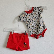 NEW - DISNEY PARKS Mickey Mouse Shirt Short Set Walt Disney World Size 6M Red