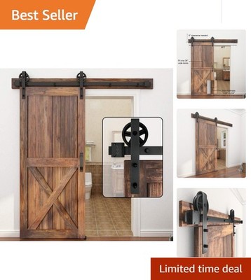 Silent Glide 6FT Barn Door Hardware Kit - Easy Install with Complete Accessories