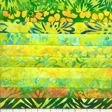 Lot 10 Fat Quarters Summer Heat Batik Lunn Fabric FQ Pack 100 Cotton Green Blue