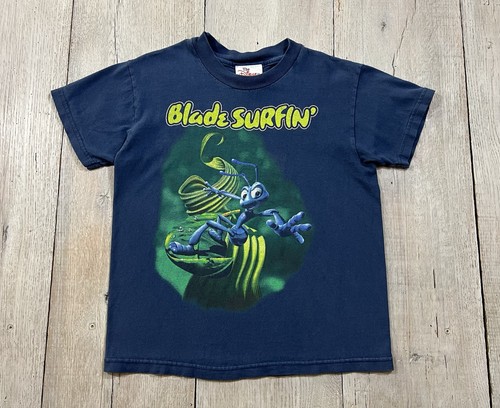 Vintage 90s Disney Pixar A Bugs Life Blade SURFIN' T-Shirt Sz XS Youth Rare
