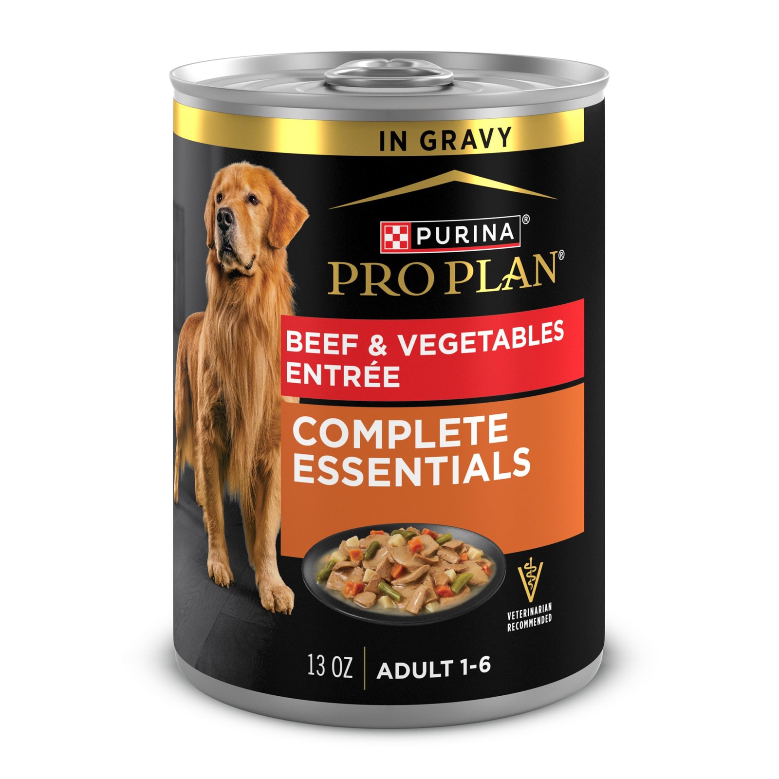 Purina Pro Plan Wet Dog Food, Beef & Vegetables, 13oz Can, 12-Pack