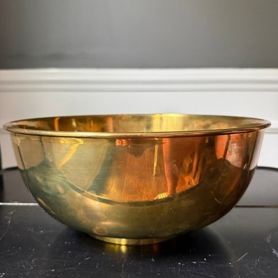 Vintage Large Brass Footed Bowl Centerpiece Fruit Bowl Hollywood Regency Decor