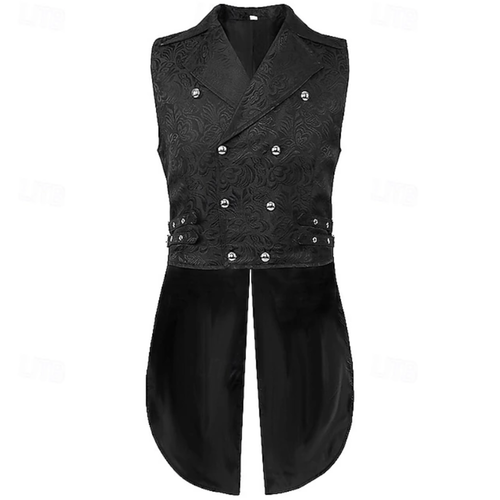 Men’s Gothic Steampunk Tailcoat Jacket & Shirt Vampire Costume Fancy Dress | L - Afbeelding 10 van 16