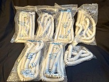 Vintage Premier White Long Handset Cord Phone Curly Coil 25 Ft, 7 Pieces NEW