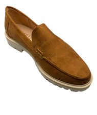 JOURNEE COLLECTION Womens Brown Pebbled Metal Wrenn Toe Slip On Loafers Shoes 10