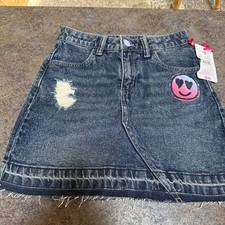 Justice Girl's Belted Denim Skirt with Built In Shorts - NEW NWT -