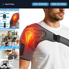 Rechargeable Cordless Shoulder Heating Pad, 5000mAh Massager, Gray - Pain Relief