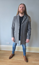 Peter Werth - Mens Grey Mohair Wool Mix Overcoat Coat Size M 40