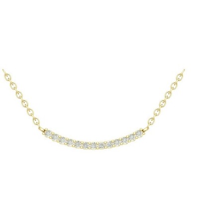 10K Gelbgold 0,25 kt im Labor gezüchteter Diamant gebogen Anhänger Silber Kabel Kette 18 Zoll