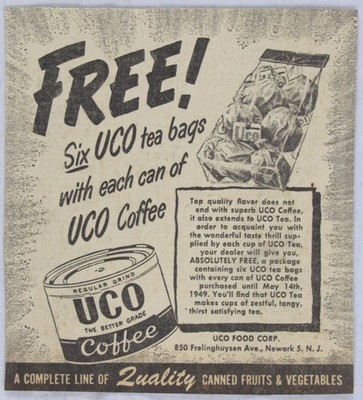 Vintage 1949 UCO Coffee Can Newspaper Print Ad