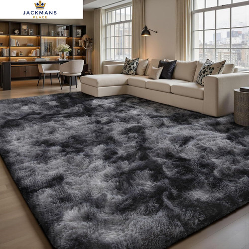 Sour Lemon Rugs Living Room 160 x 230 cm (Rectangular), Dark Grey Tie-dye