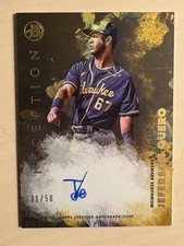 2021 Bowman Inception Jeferson Quero Gold Refractor Auto /50 Brewers Autograph