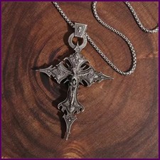 2025 New Cross Skull Retro Gothic Cross Pendant Necklace Men's Punk Jewelry Gift