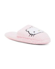 NEW Hello Kitty Pink Fuzzy Scuff Slippers Girls Size 13/1 Cushioned Slip On