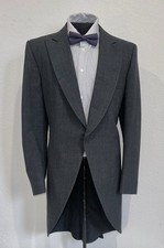 VTG One Button Center Vent Peak Lapel Men Tuxedo Tail Jacket Lord West 44L Slim