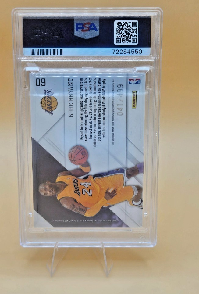 2010-11 Prestige #60 Kobe Bryant PRESTIGIOUS PROS MAT. GREEN /499 LAKERS PSA 7 view 2