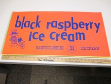 Baskin Robbins ice cream 1969 store display sign poster BLACK RASPBERRY kid
