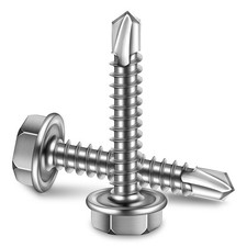 100 PCS 8x1" Self Tapping Screws for Metal 410 Stainless Steel Hex Head