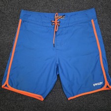 Oakley Men's 34 Blue Orange Tie Front Water-Repellent Board Shorts Performance
