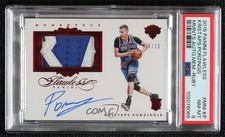 2015 Flawless Momentous Memorabilia Ruby 15/15 Kristaps Porzingis PSA 8 Auto 3d3