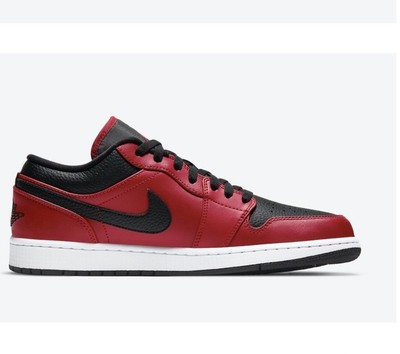 Air Jordan 1 Low Reverse Bred Pebbled Swoosh Sneakers 553558-605 Men s size 8