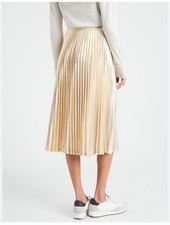Banana Republic Factory Foil Pleated Midi skirt gold size Medium