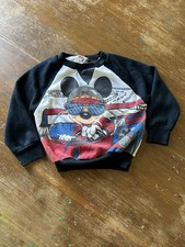 Vintage Mickey Mouse Racer Crewneck Double Sided Rare Disney Size 4t 90s USA